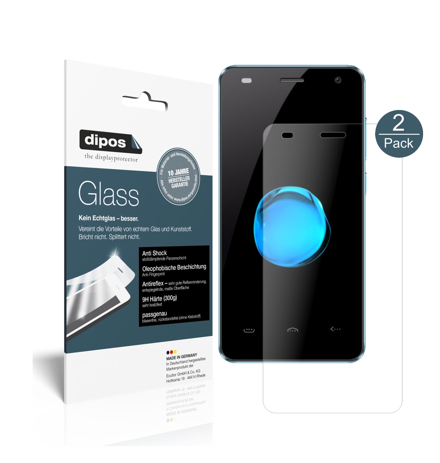 Matte Displayschutzfolie von dipos passend für HOMTOM HT26, 9H kratzfest und blasenfrei montiert