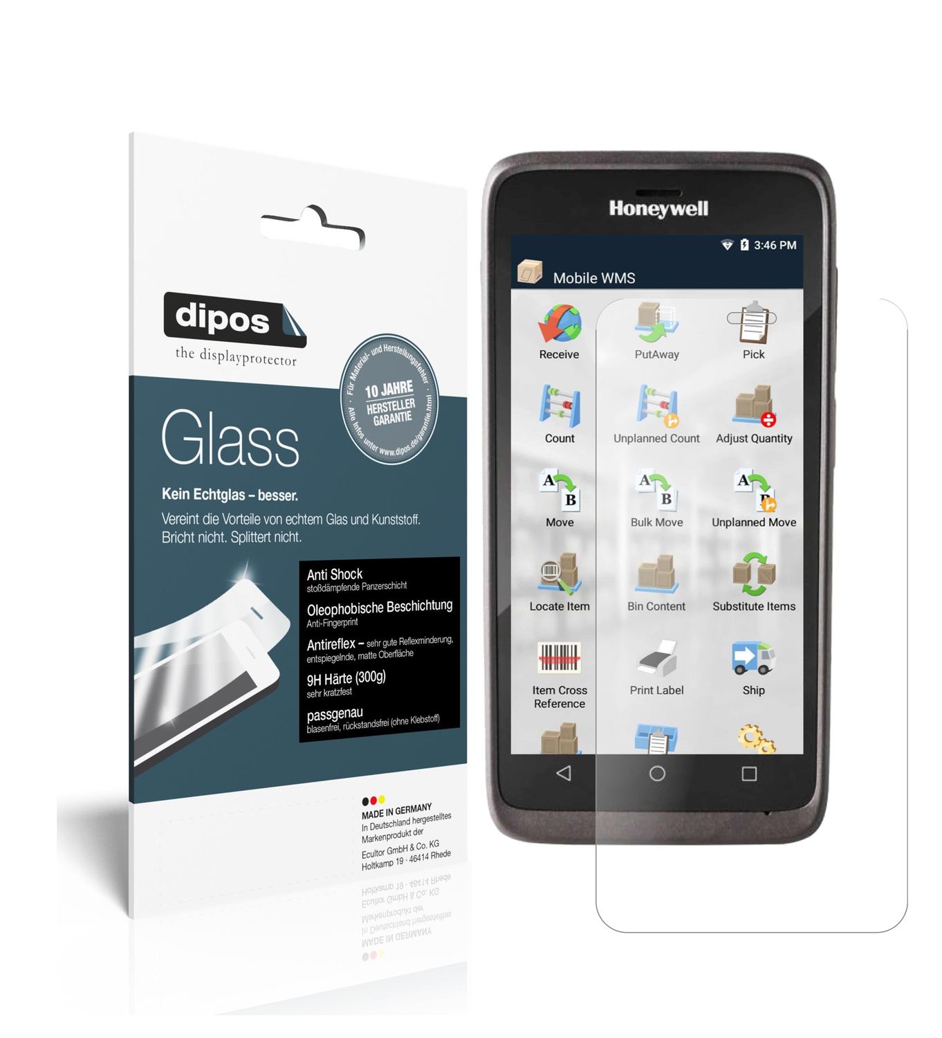 Matte Displayschutzfolie von dipos passend für Honeywell EDA51, 9H kratzfest und blasenfrei montiert