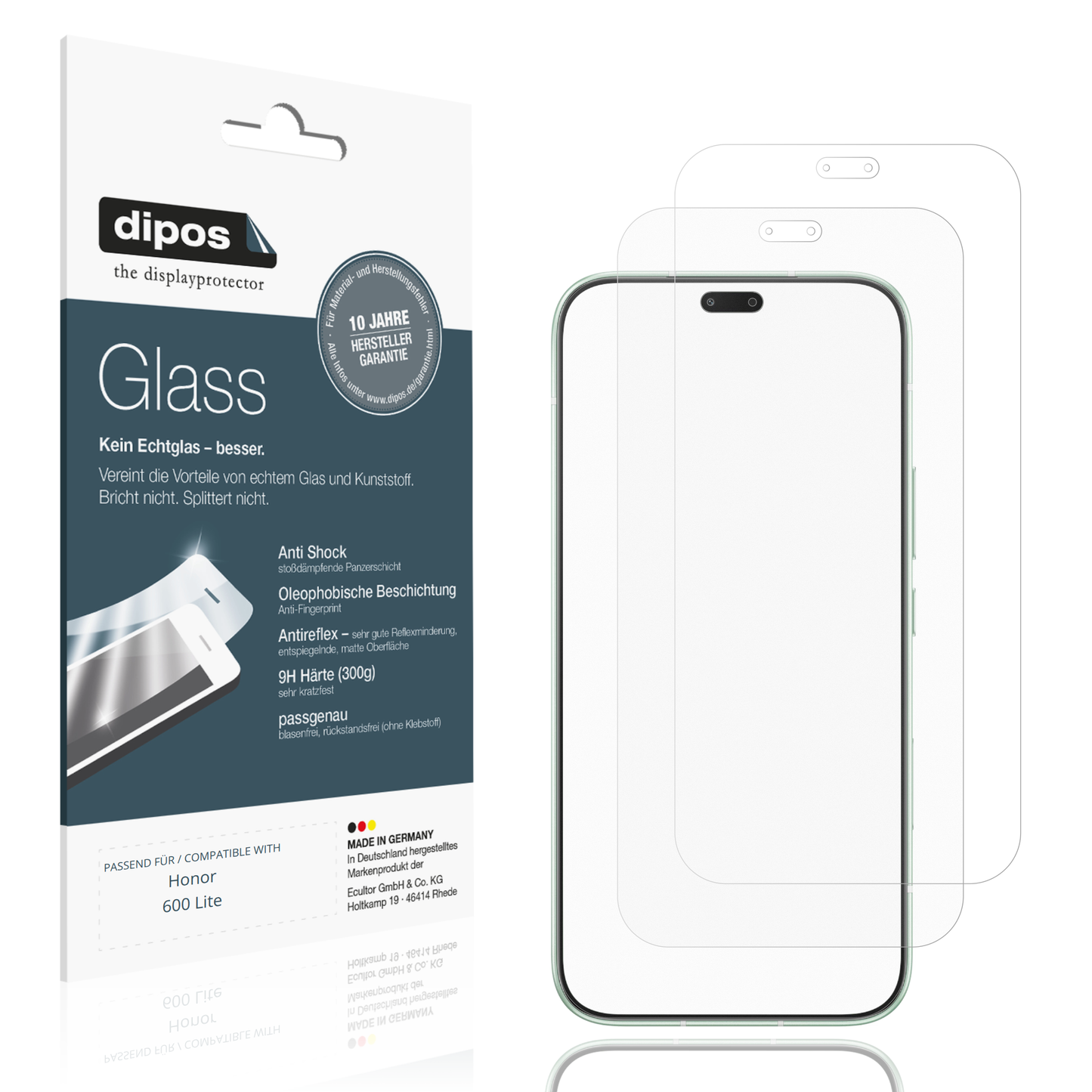 Matte Displayschutzfolie von dipos passend für Honor 600 Lite, 9H kratzfest und blasenfrei montiert