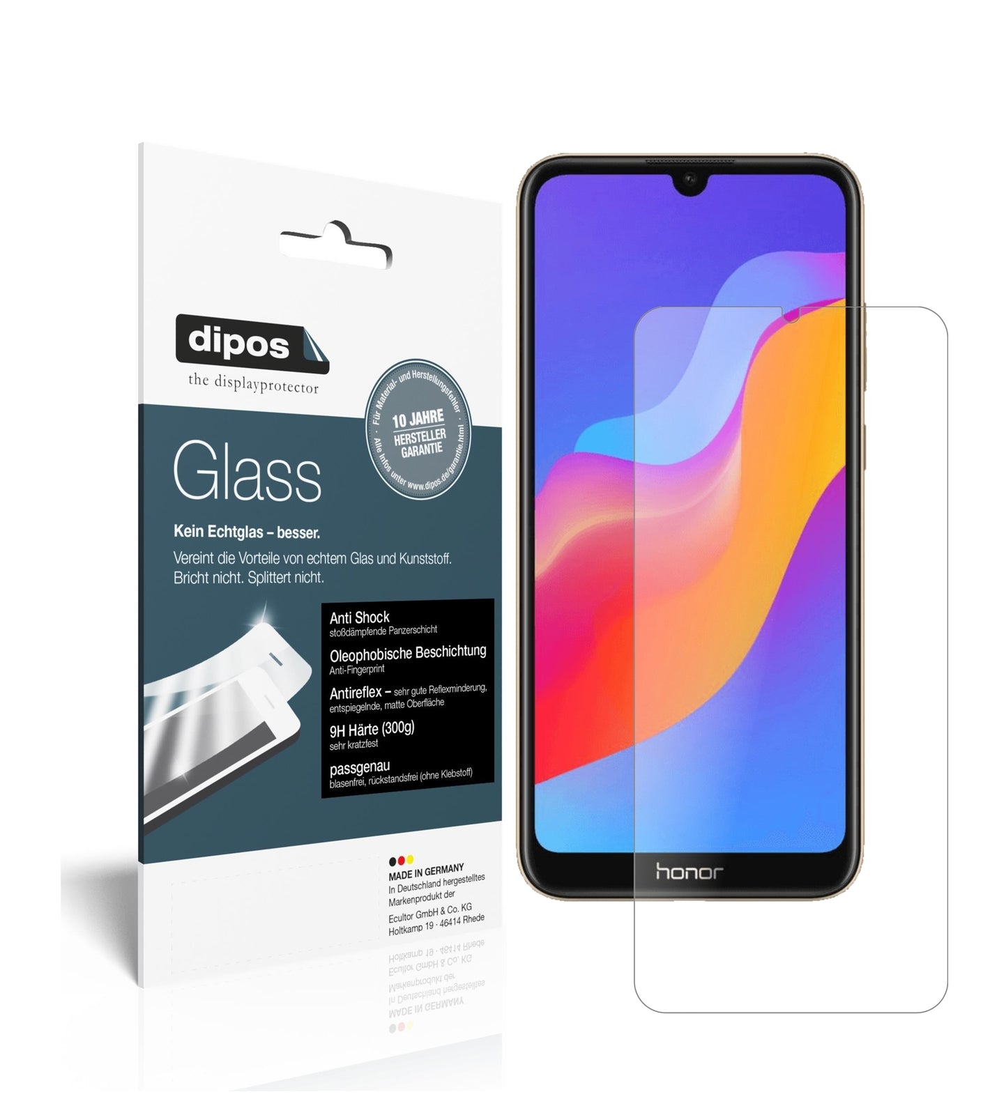 Matte Displayschutzfolie von dipos passend für Honor 8A, 9H kratzfest und blasenfrei montiert
