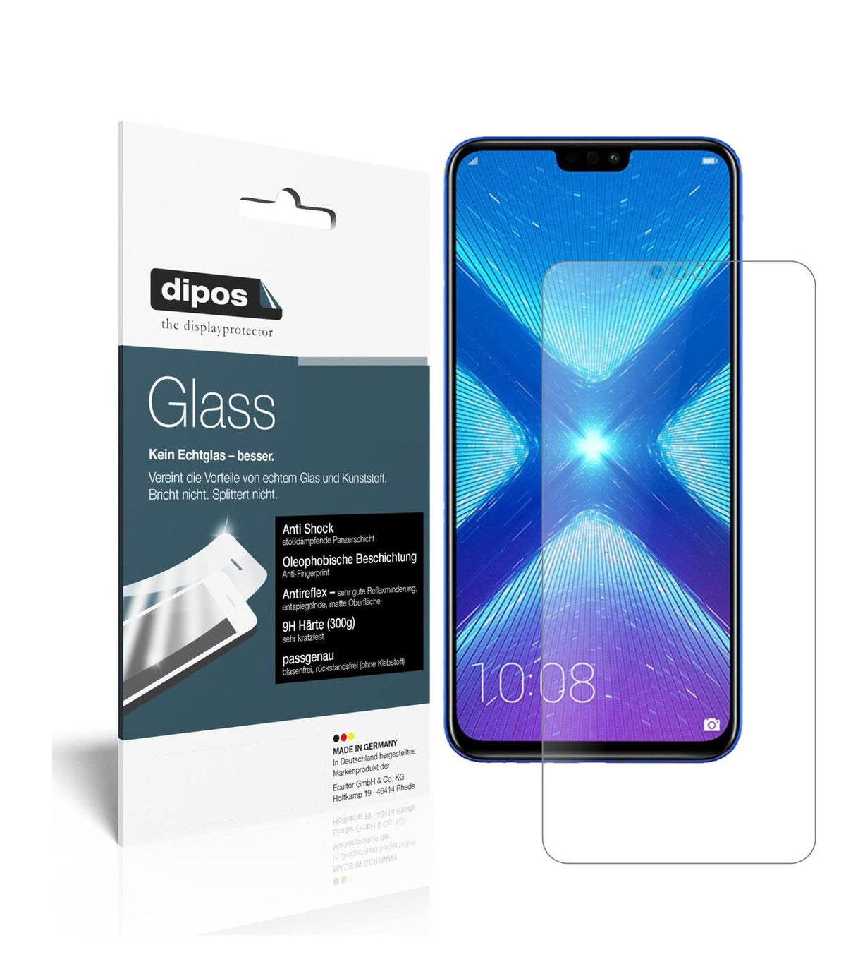 Matte Displayschutzfolie von dipos passend für Honor 8X, 9H kratzfest und blasenfrei montiert