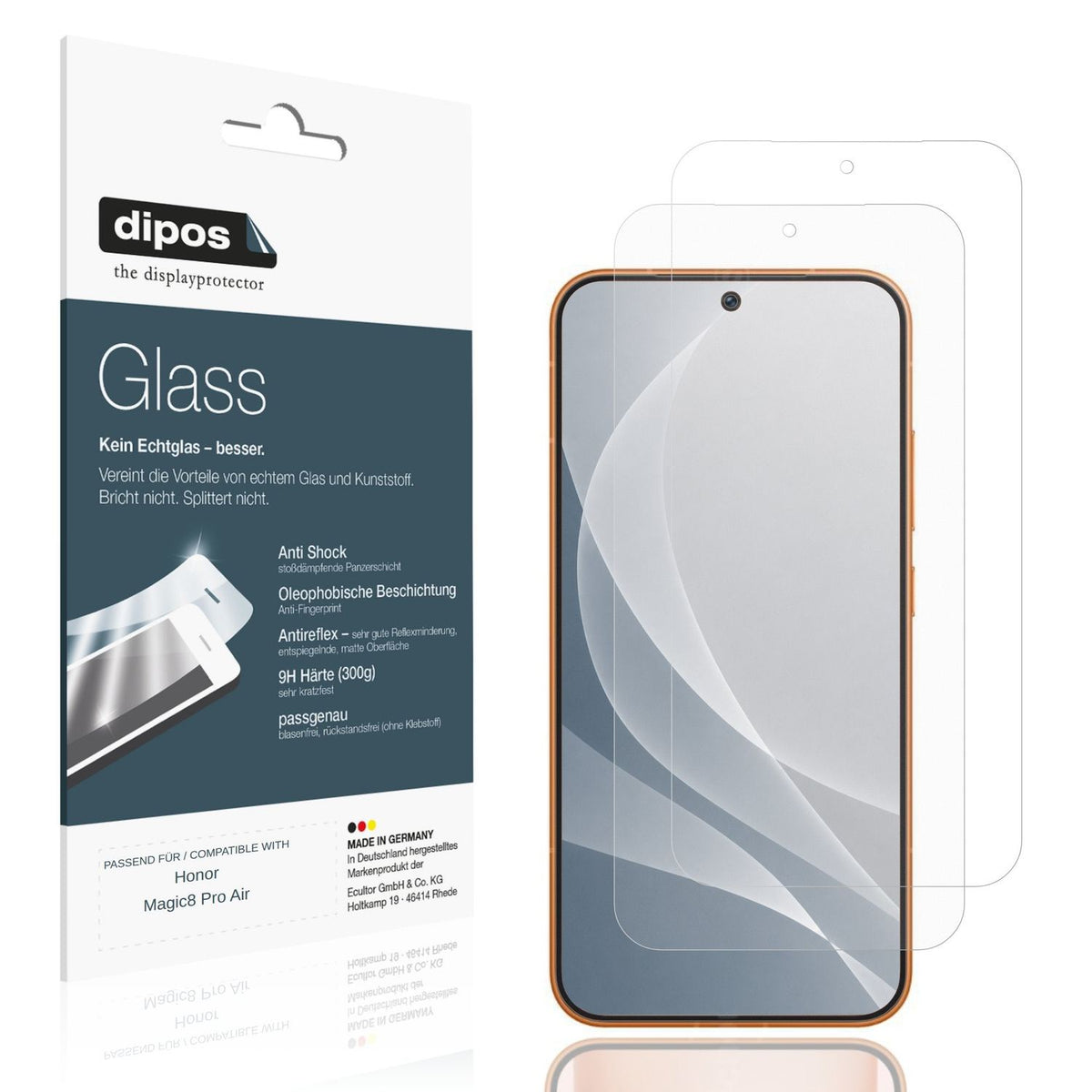 Matte Displayschutzfolie von dipos passend f�r Honor Magic8 Pro Air, 9H kratzfest und blasenfrei montiert