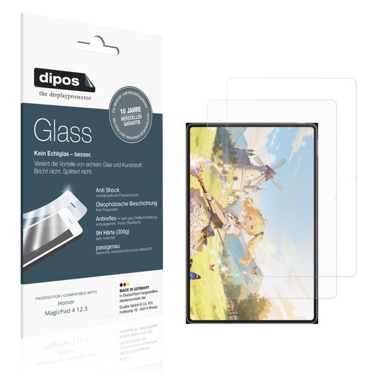 Matte Displayschutzfolie von dipos passend für Honor MagicPad 4 12.3, 9H kratzfest und blasenfrei montiert