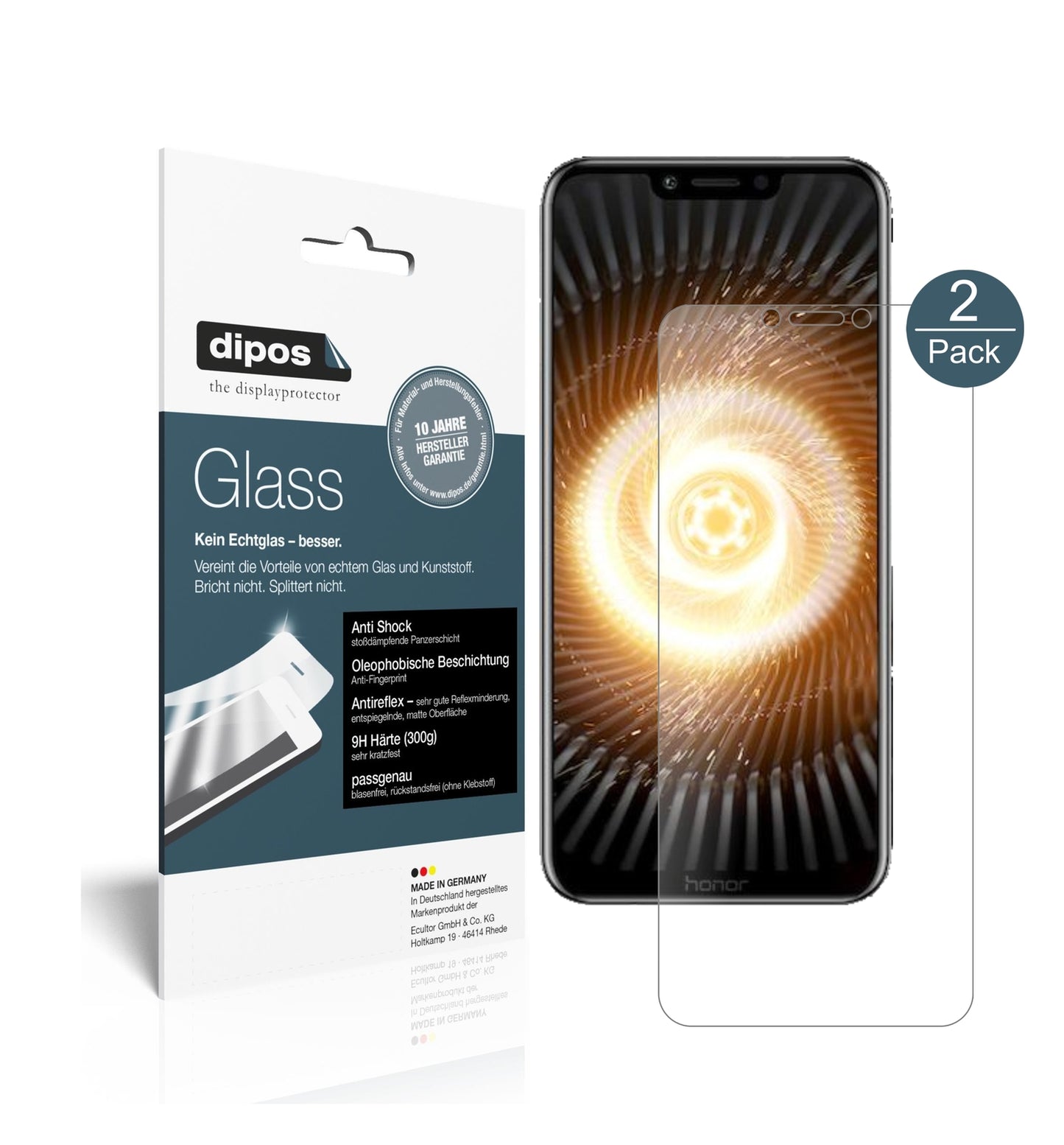 Matte Displayschutzfolie von dipos passend für Honor Play, 9H kratzfest und blasenfrei montiert