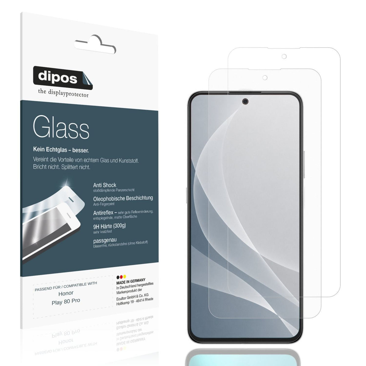 Matte Displayschutzfolie von dipos passend für Honor Play 80 Pro, 9H kratzfest und blasenfrei montiert