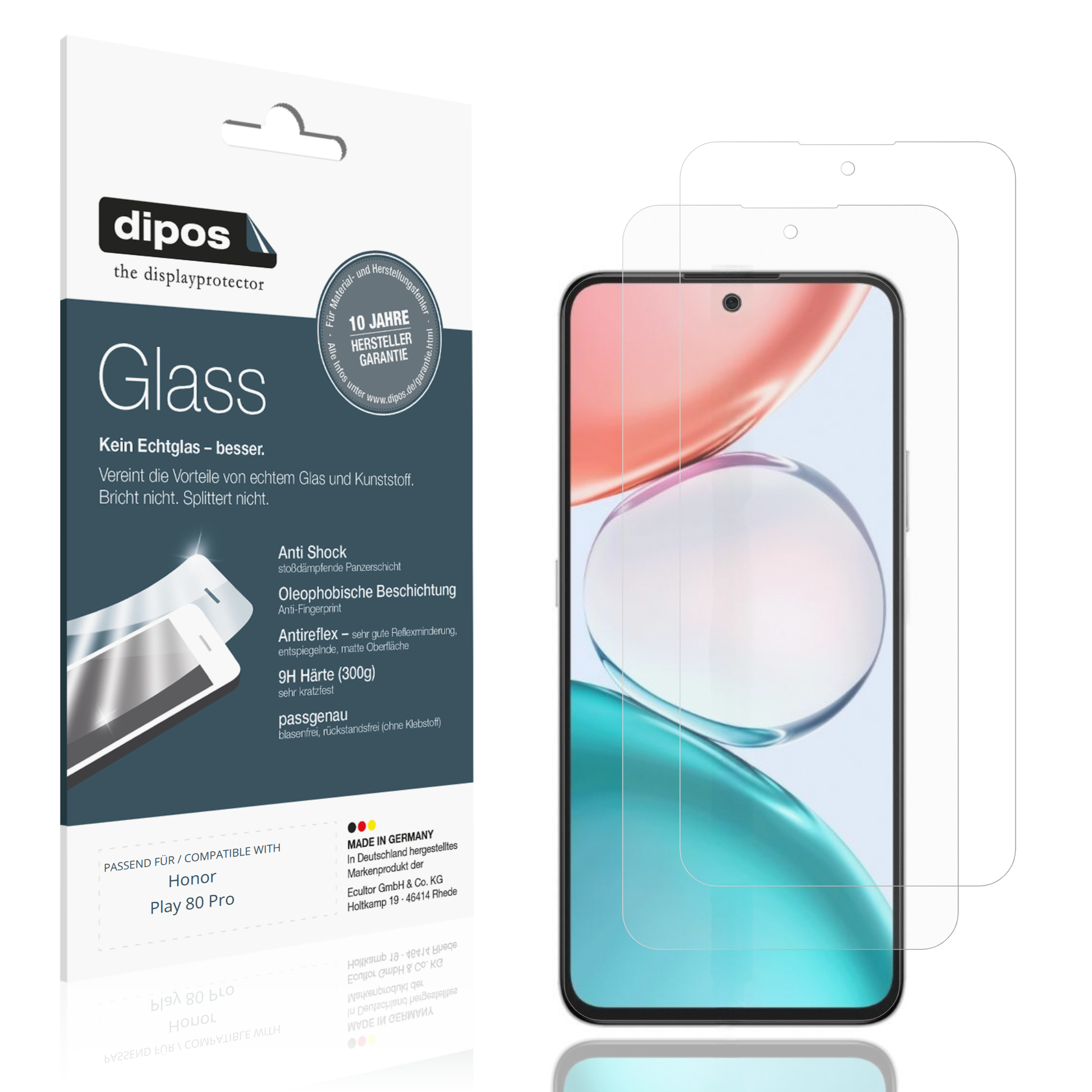 Matte Displayschutzfolie von dipos passend für Honor Play 80 Pro, 9H kratzfest und blasenfrei montiert