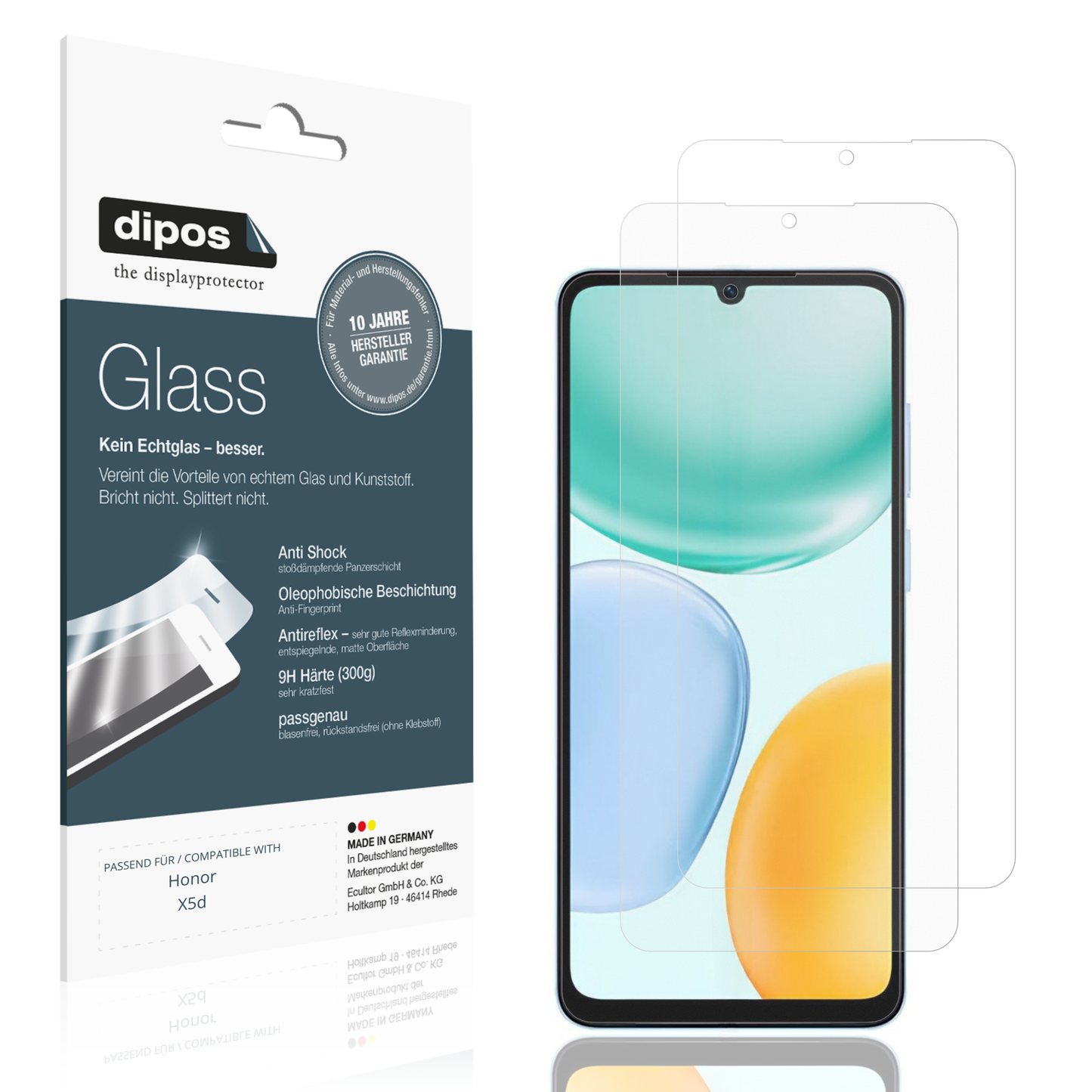 Matte Displayschutzfolie von dipos passend für Honor X5d, 9H kratzfest und blasenfrei montiert