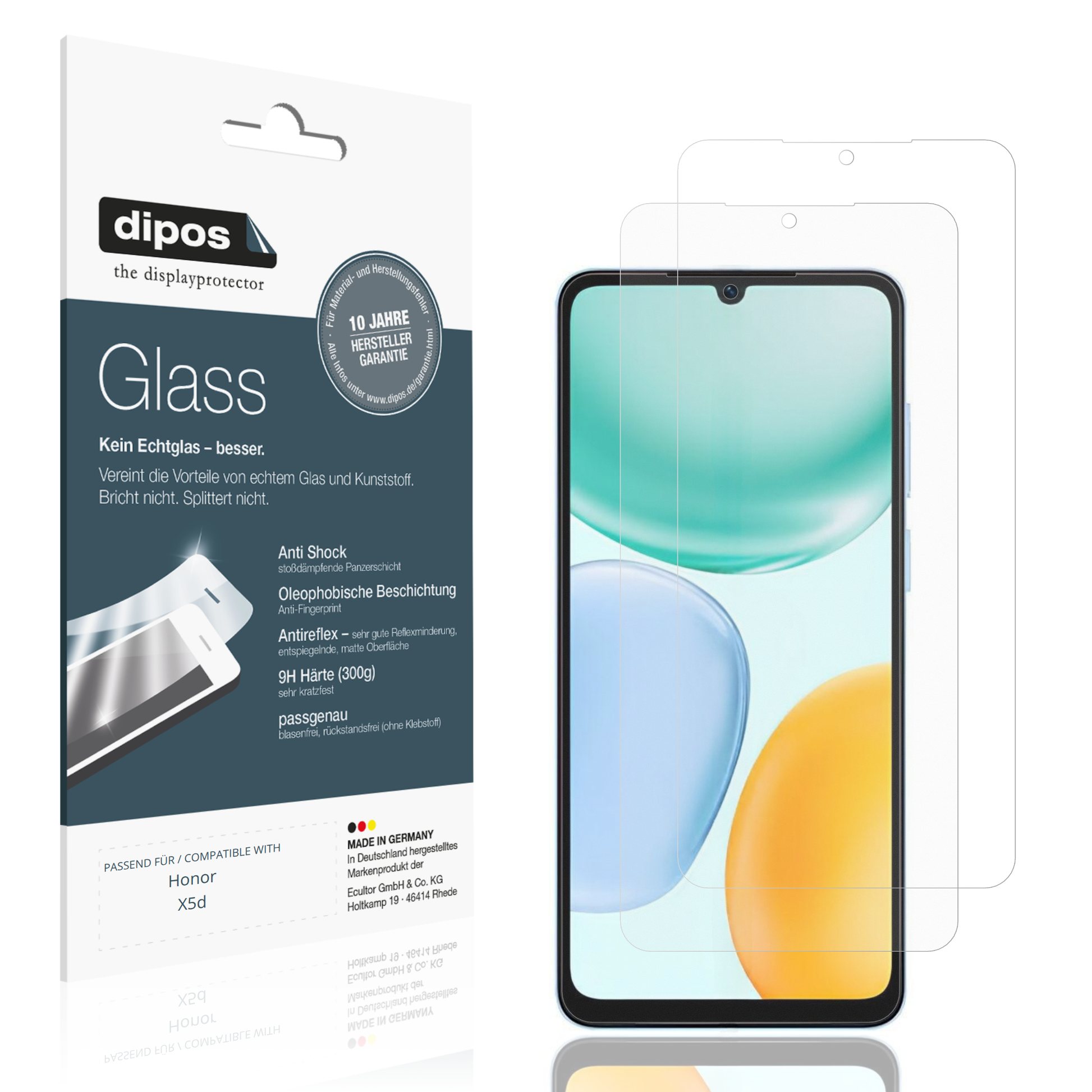 Matte Displayschutzfolie von dipos passend für Honor X5d, 9H kratzfest und blasenfrei montiert