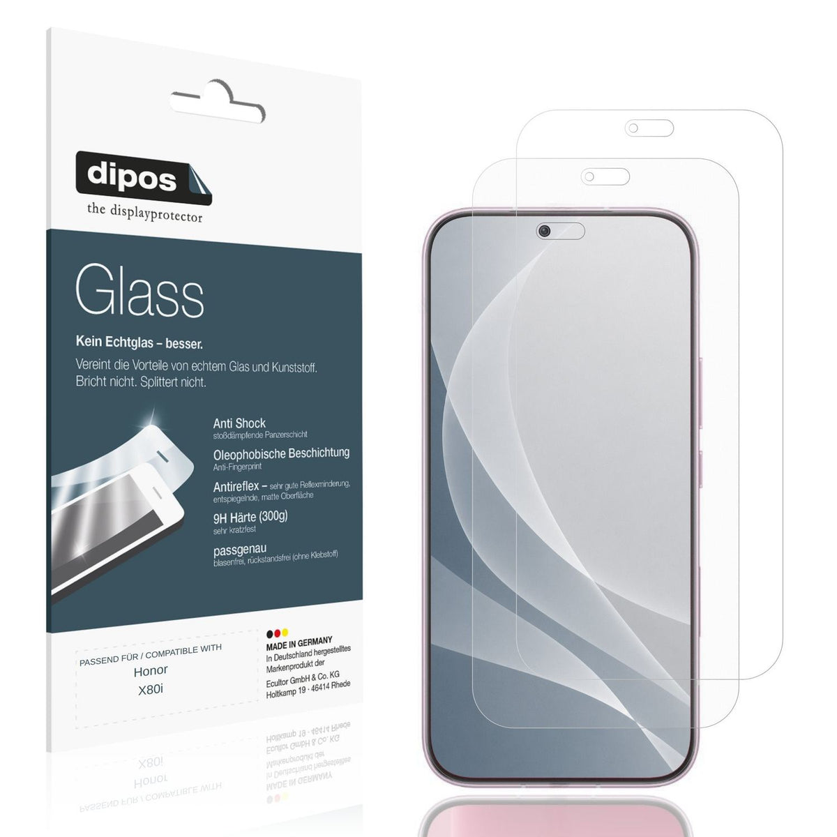 Matte Displayschutzfolie von dipos passend für Honor X80i, 9H kratzfest und blasenfrei montiert