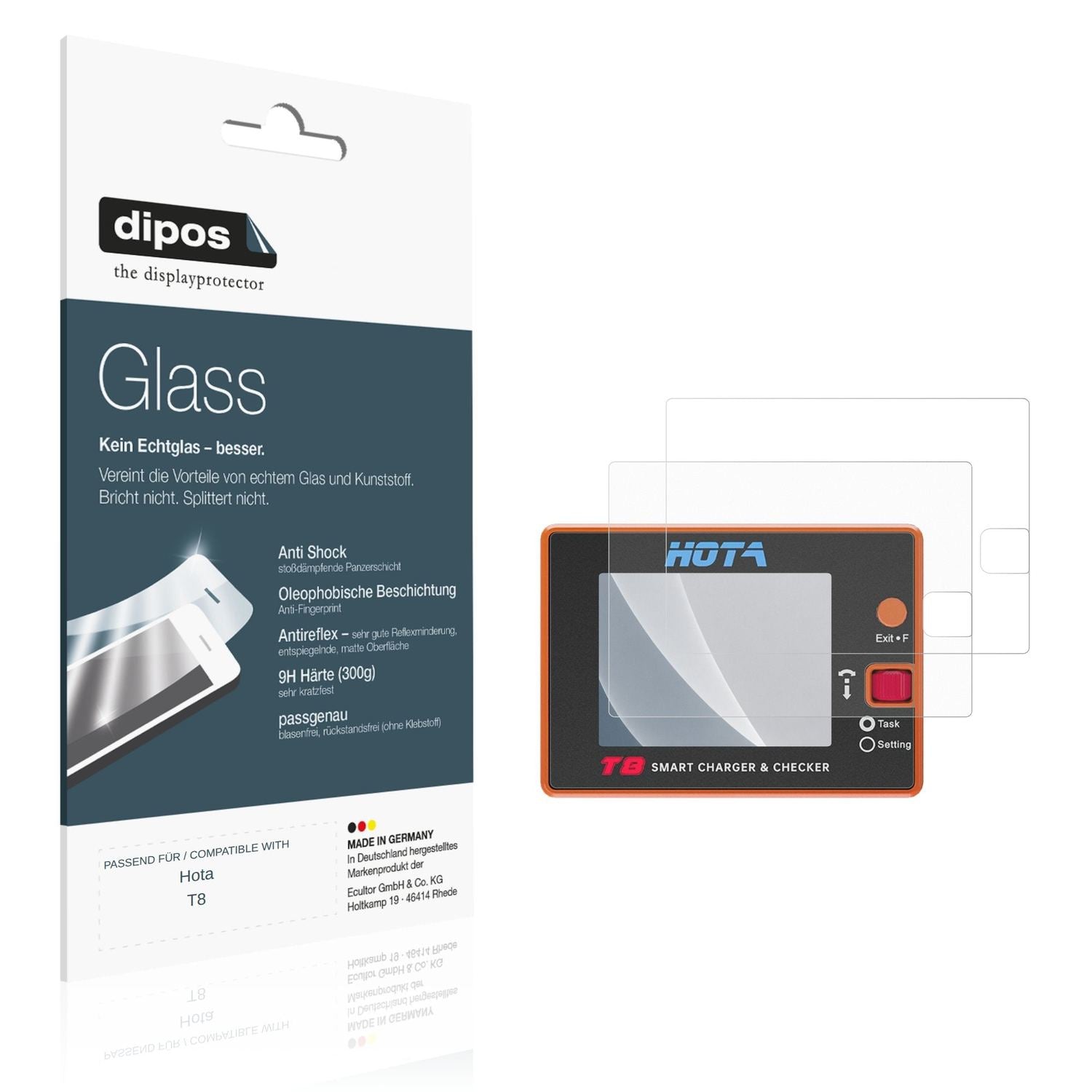 Matte Displayschutzfolie von dipos passend für Hota T8, 9H kratzfest und blasenfrei montiert