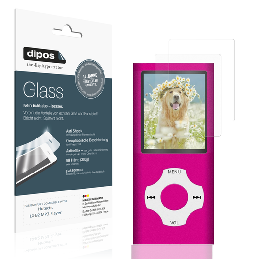 Matte Displayschutzfolie von dipos passend für Hotechs LX-B2 MP3-Player, 9H kratzfest und blasenfrei montiert