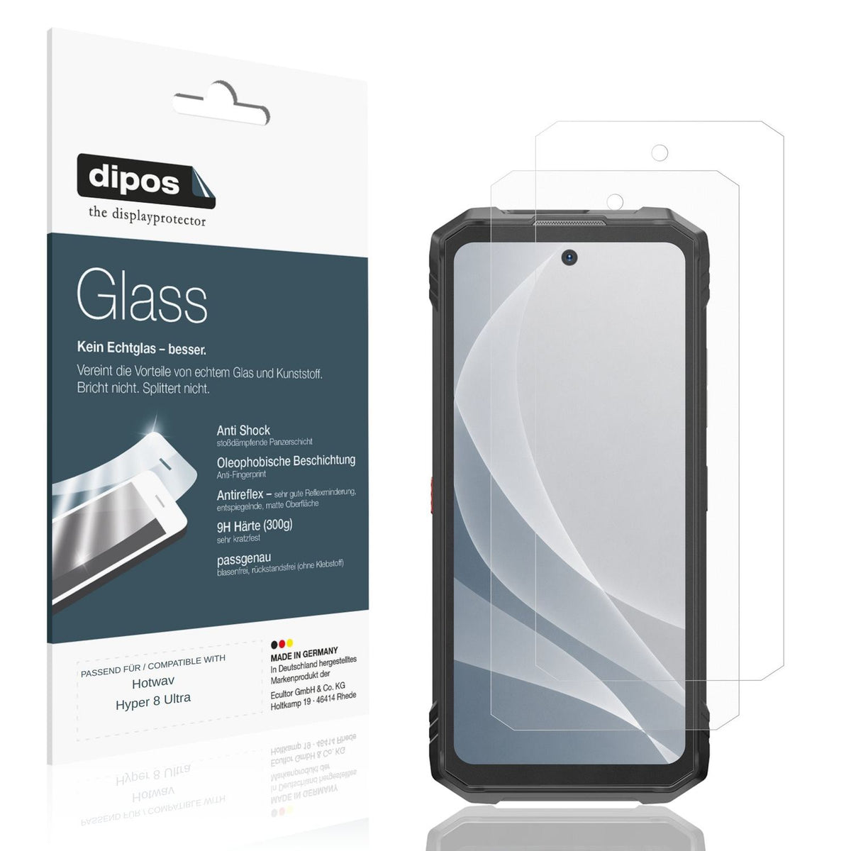 Matte Displayschutzfolie von dipos passend für Hotwav Hyper 8 Ultra, 9H kratzfest und blasenfrei montiert