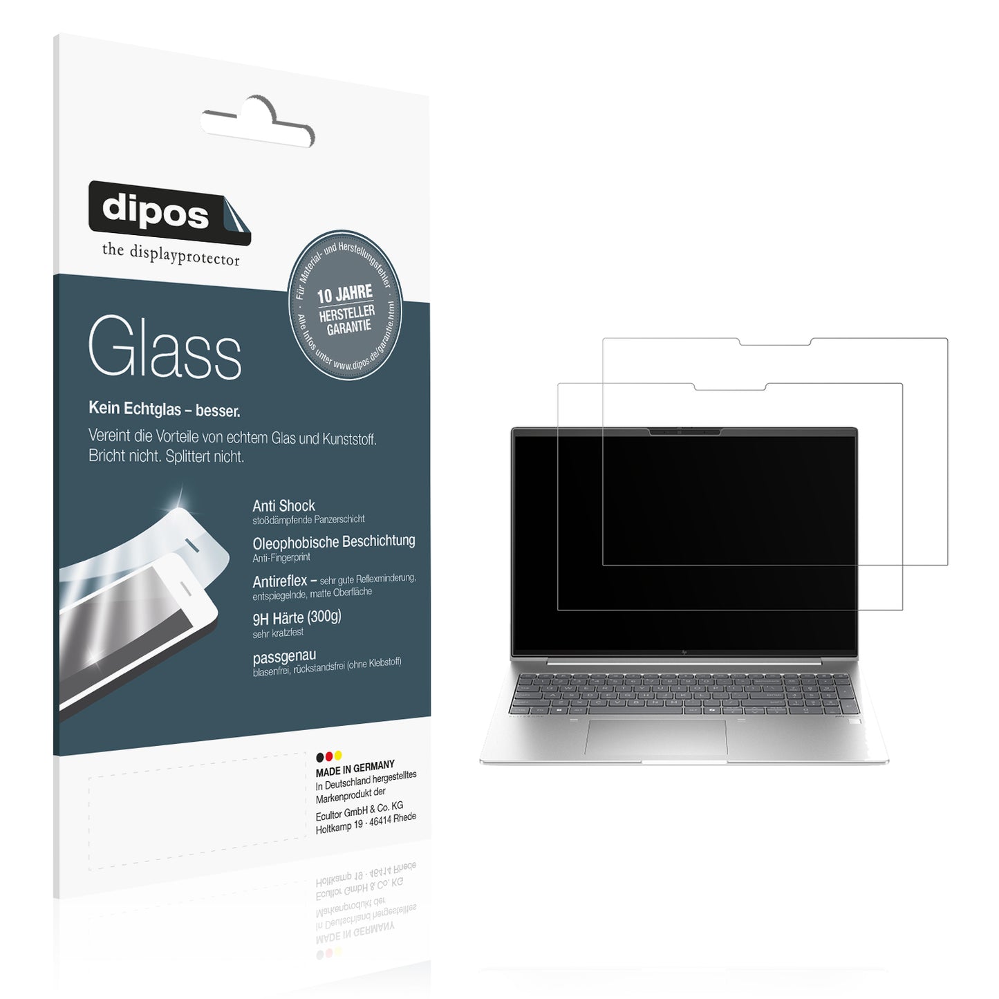 Matte Displayschutzfolie von dipos passend für HP Elitebook 655 G11 16 Zoll, 9H kratzfest und blasenfrei montiert