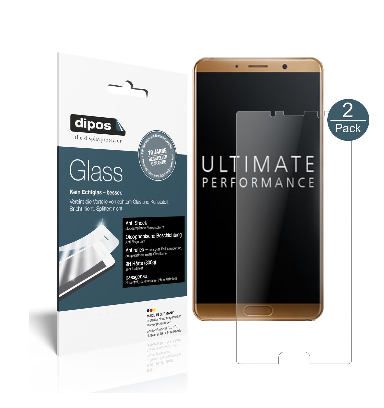 Matte Displayschutzfolie von dipos passend für Huawei Mate 10, 9H kratzfest und blasenfrei montiert