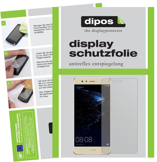 Matte Displayschutzfolie von dipos passend für Huawei P10 Lite, präziser Zuschnitt und blasenfrei montiert