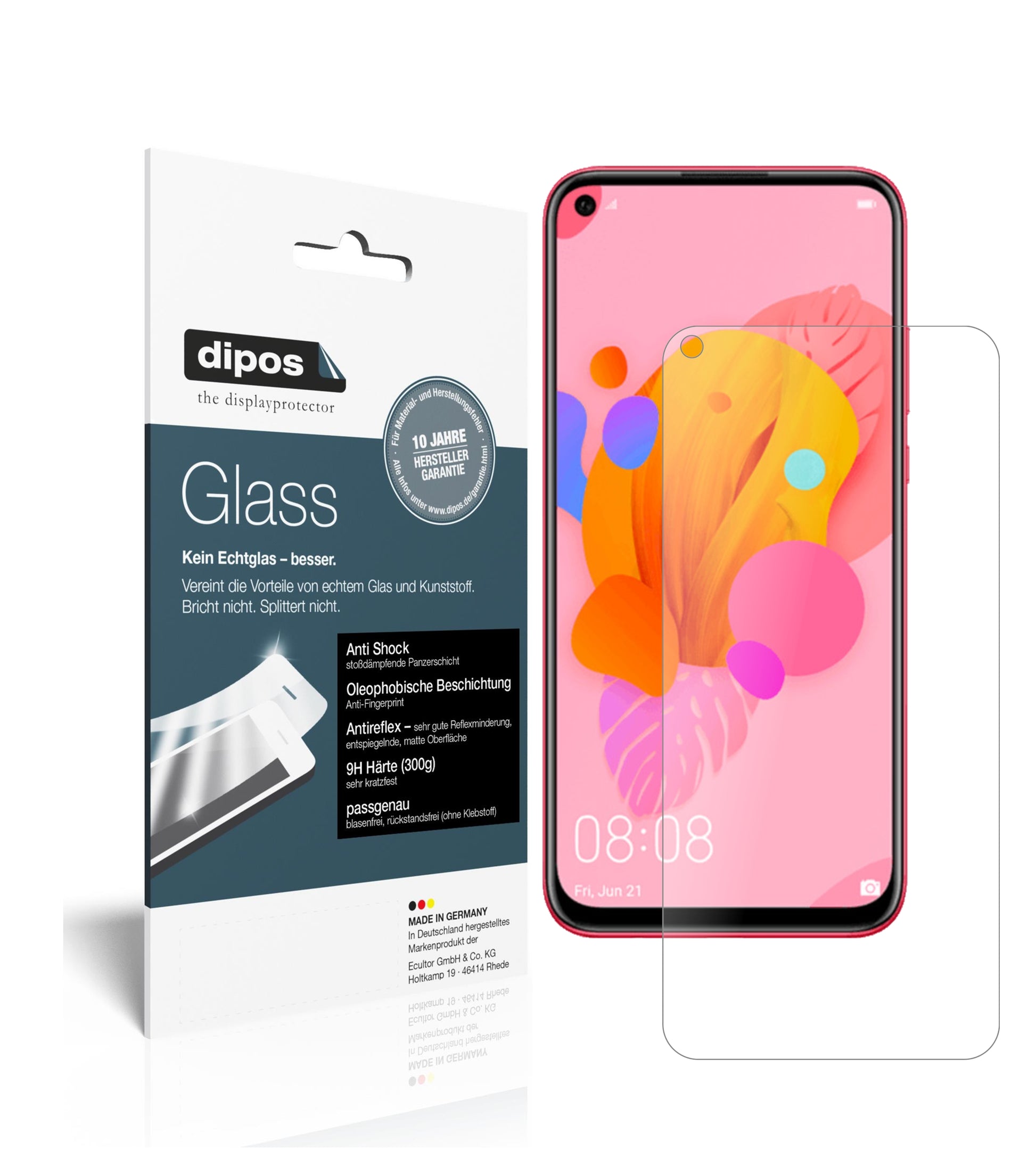 Matte Displayschutzfolie von dipos passend für Huawei P20 lite (2019), 9H kratzfest und blasenfrei montiert