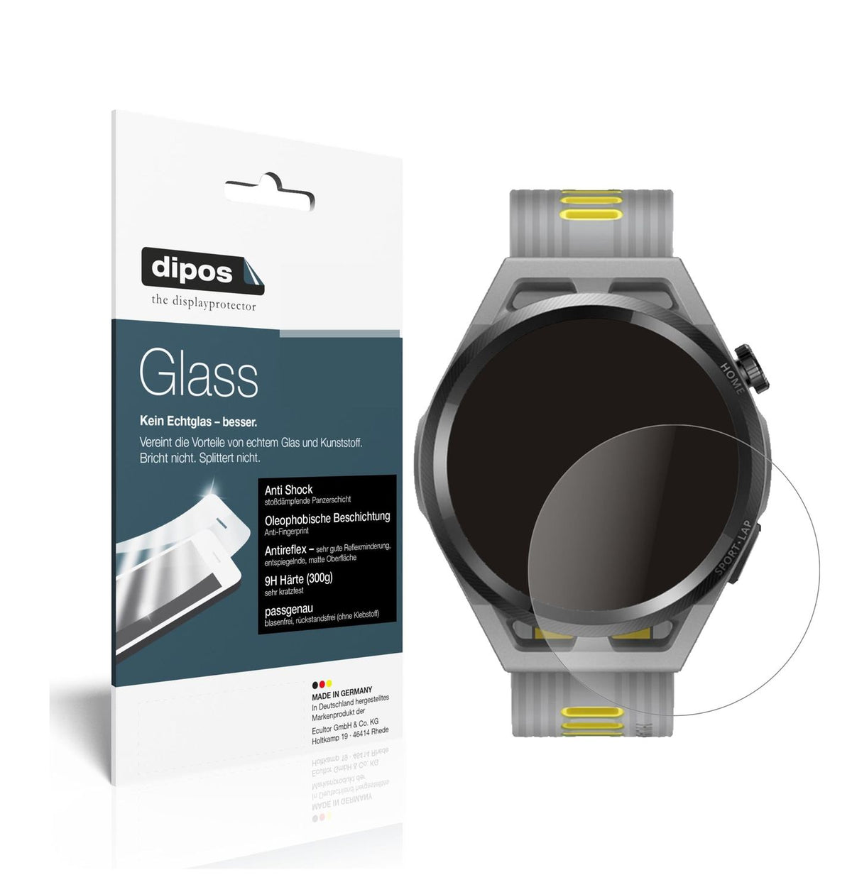 Matte Displayschutzfolie von dipos passend für Huawei Watch GT Runner, 9H kratzfest und blasenfrei montiert