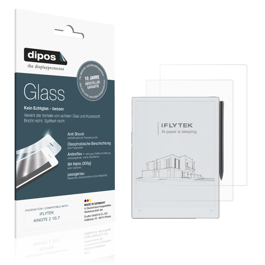 Matte Displayschutzfolie von dipos passend für iFLYTEK AINOTE 2 10.7, 9H kratzfest und blasenfrei montiert