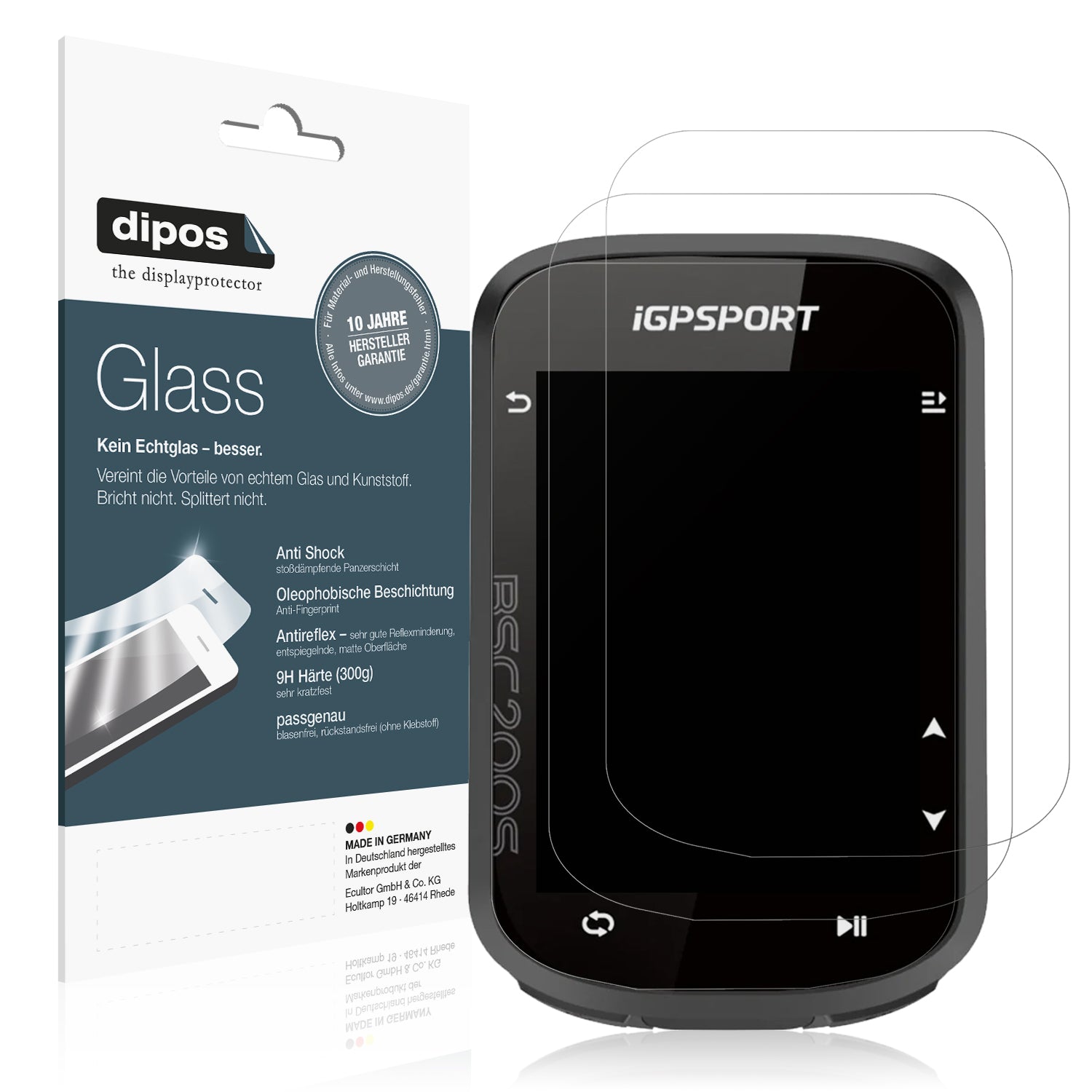 Matte Displayschutzfolie von dipos passend für iGPSport BSC200s, 9H kratzfest und blasenfrei montiert