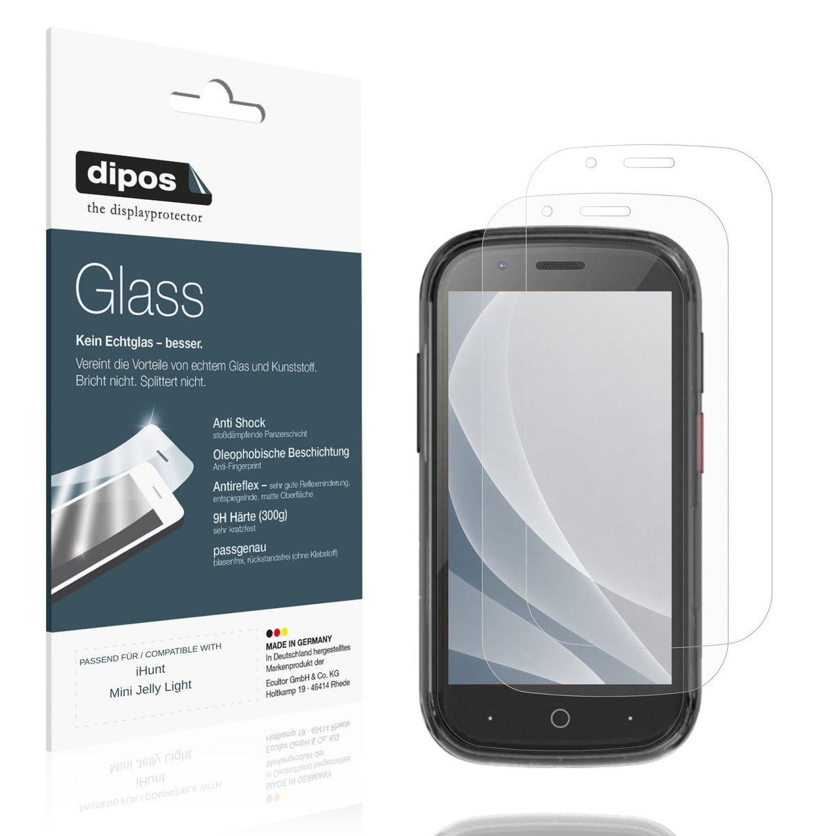 Matte Displayschutzfolie von dipos passend für iHunt Mini Jelly Light, 9H kratzfest und blasenfrei montiert