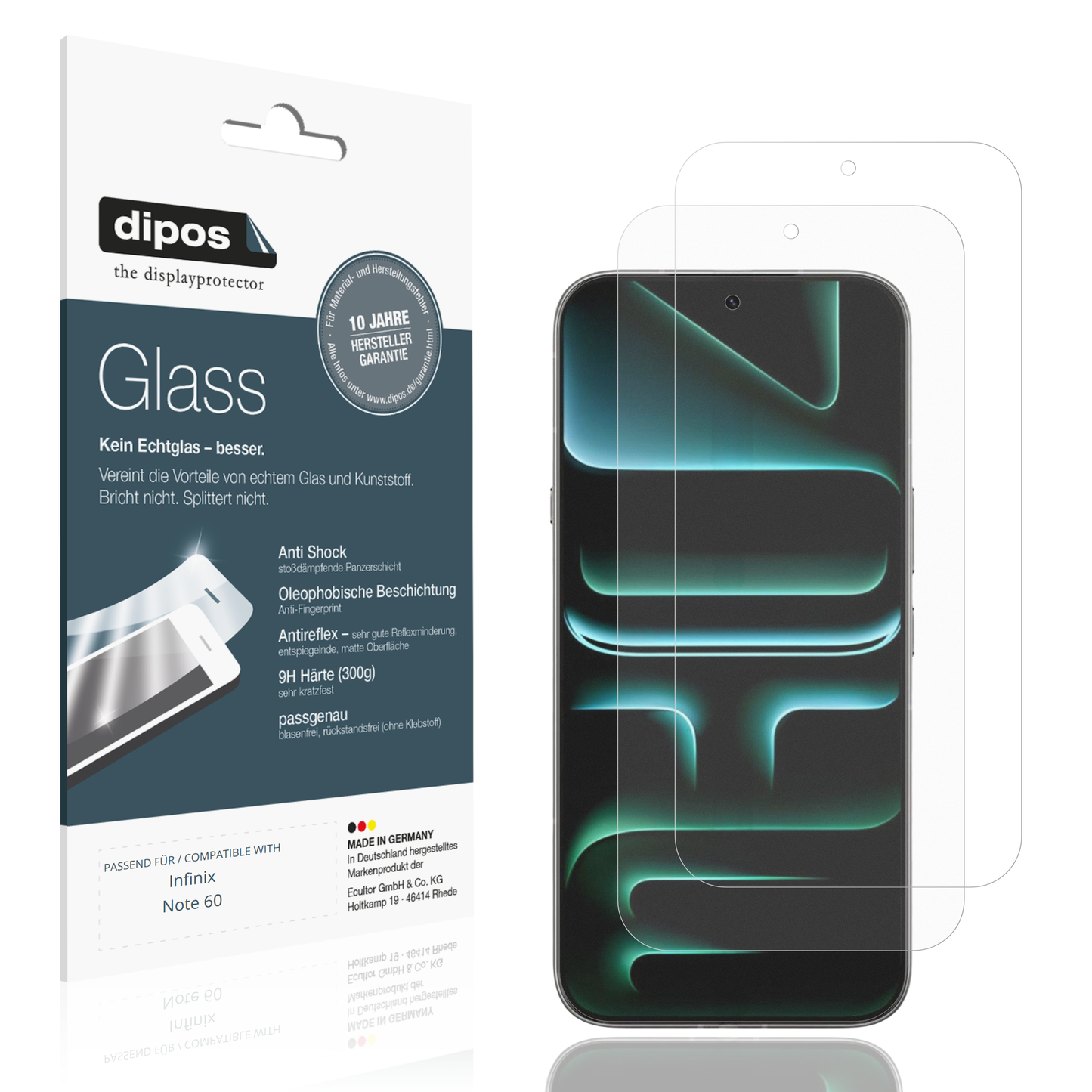 Matte Displayschutzfolie von dipos passend für Infinix Note 60, 9H kratzfest und blasenfrei montiert