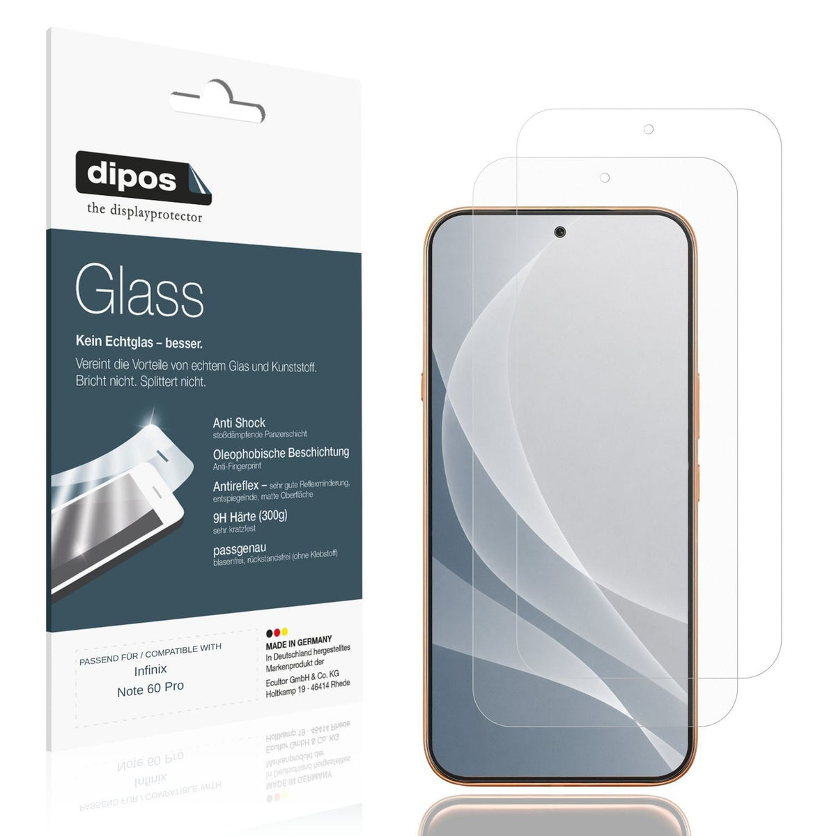 Matte Displayschutzfolie von dipos passend für Infinix Note 60 Pro, 9H kratzfest und blasenfrei montiert