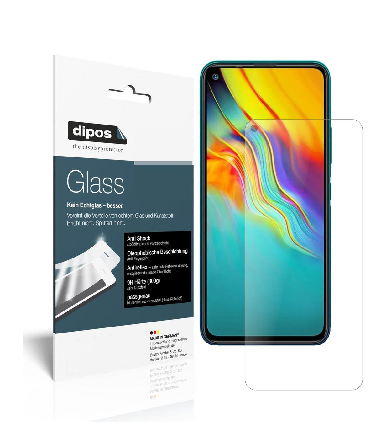 Matte Displayschutzfolie von dipos passend für Infinix Note 7 Lite, 9H kratzfest und blasenfrei montiert