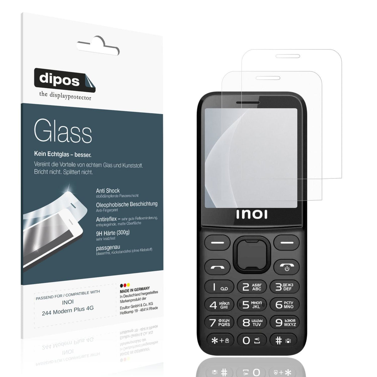 Matte Displayschutzfolie von dipos passend für INOI 244 Modern Plus 4G, 9H kratzfest und blasenfrei montiert