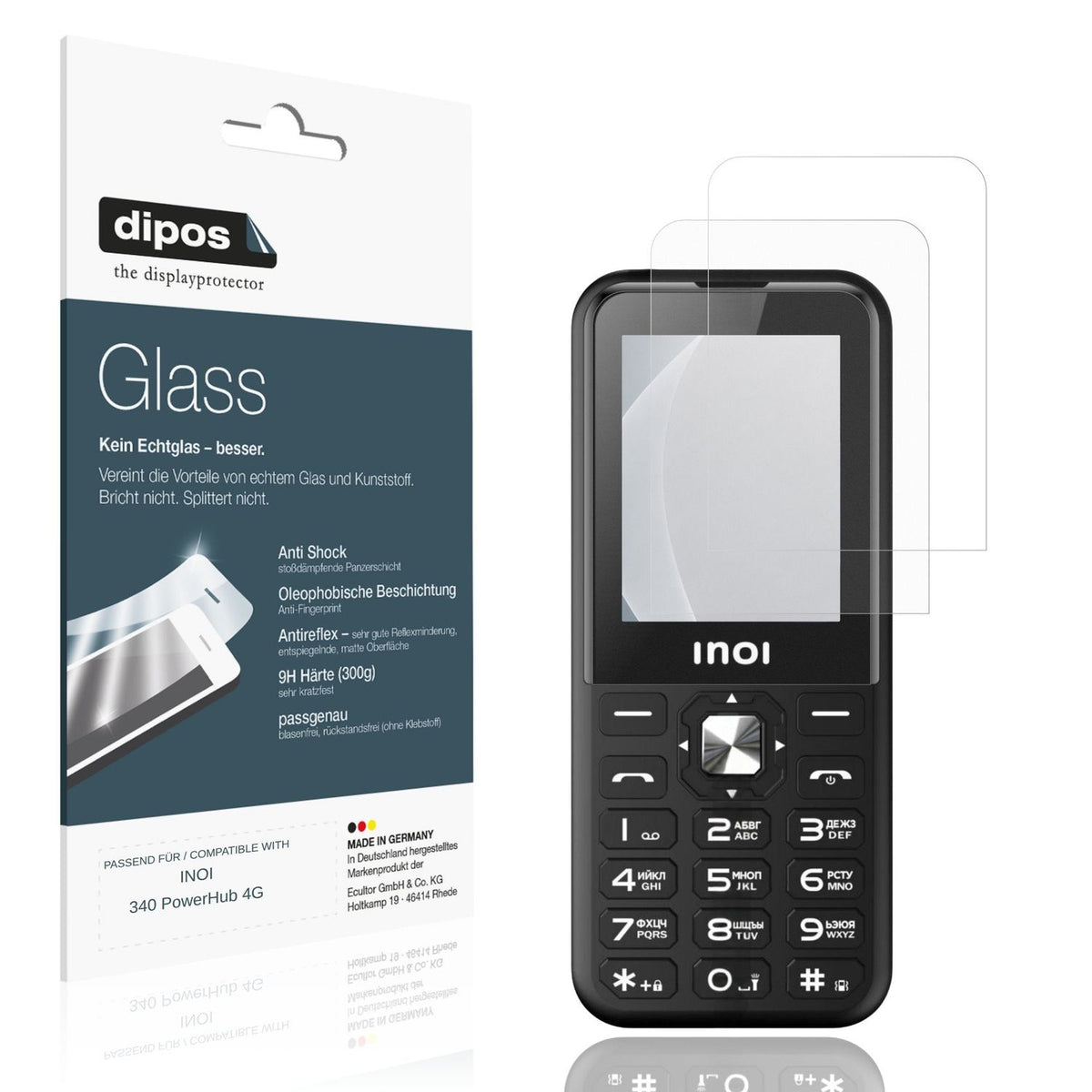 Matte Displayschutzfolie von dipos passend für INOI 340 PowerHub 4G, 9H kratzfest und blasenfrei montiert