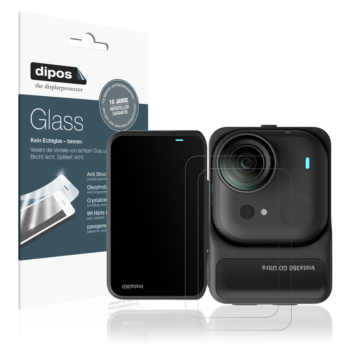 Matte Displayschutzfolie von dipos passend für Insta360 Go Ultra, 9H kratzfest und blasenfrei montiert