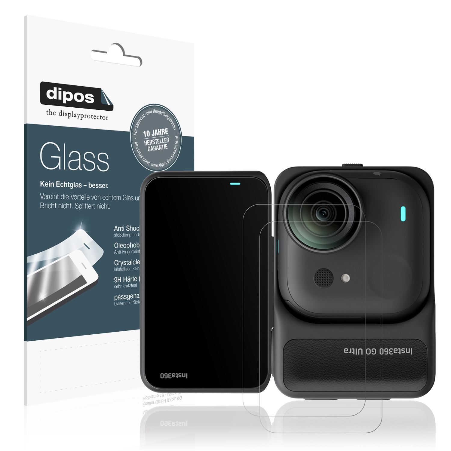 Matte Displayschutzfolie von dipos passend für Insta360 Go Ultra, 9H kratzfest und blasenfrei montiert