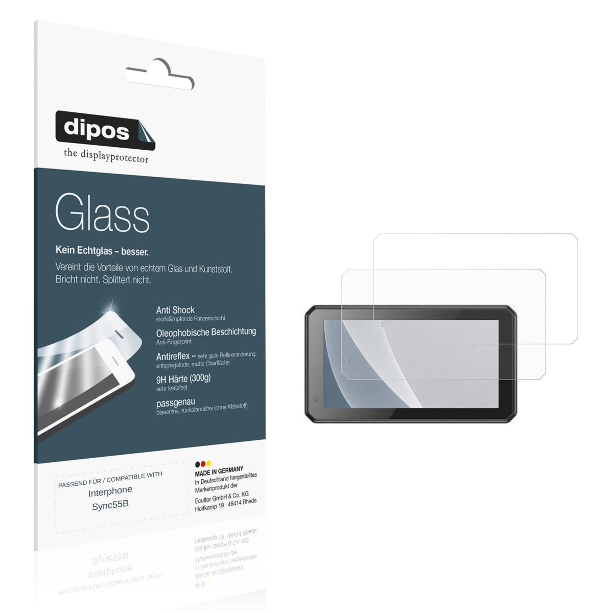 Matte Displayschutzfolie von dipos passend für Interphone Sync55B, 9H kratzfest und blasenfrei montiert