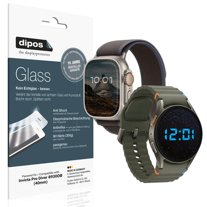 Matte Displayschutzfolie von dipos passend für Invicta Pro Diver 8930OB (40mm), 9H kratzfest und blasenfrei montiert