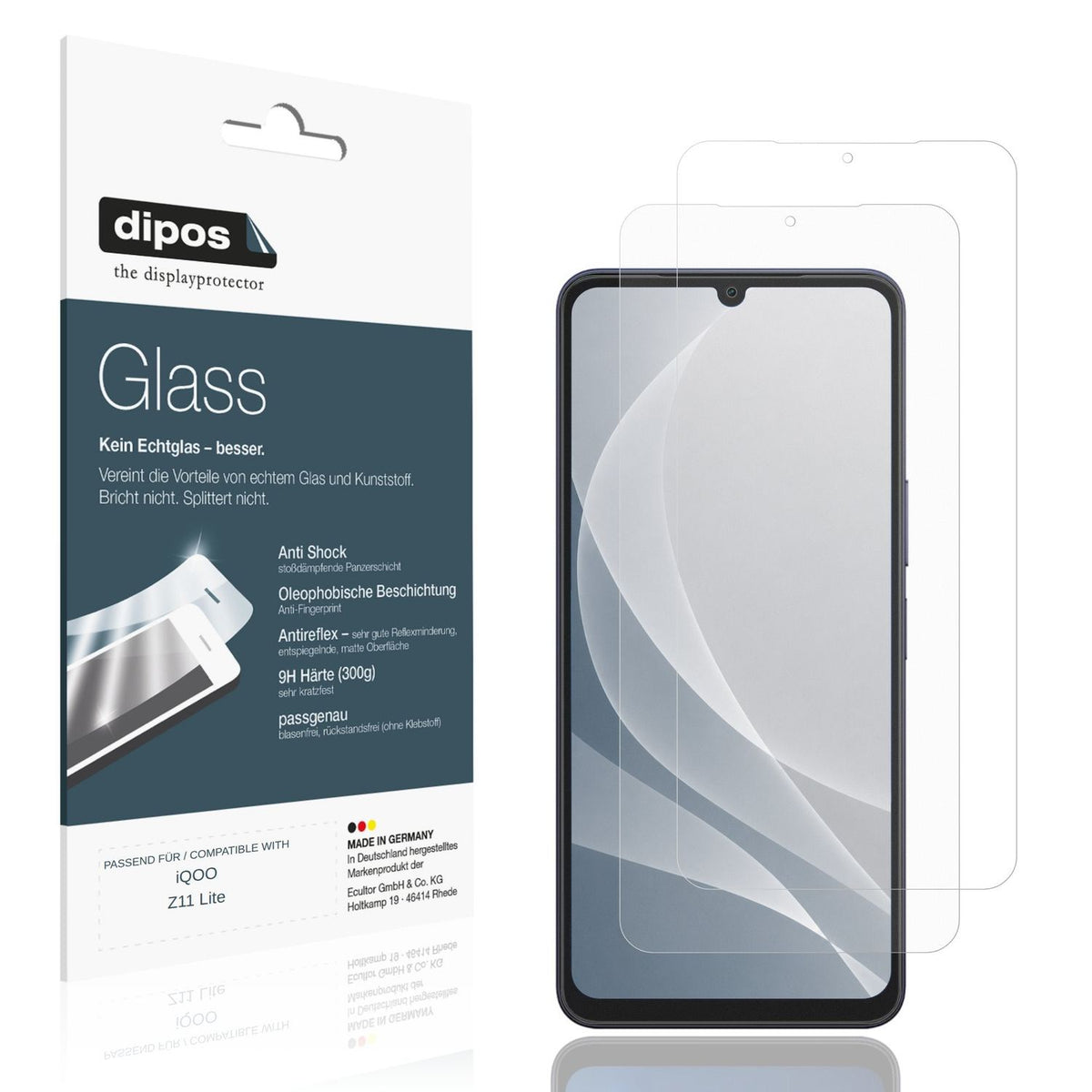 Matte Displayschutzfolie von dipos passend für iQOO Z11 Lite, 9H kratzfest und blasenfrei montiert