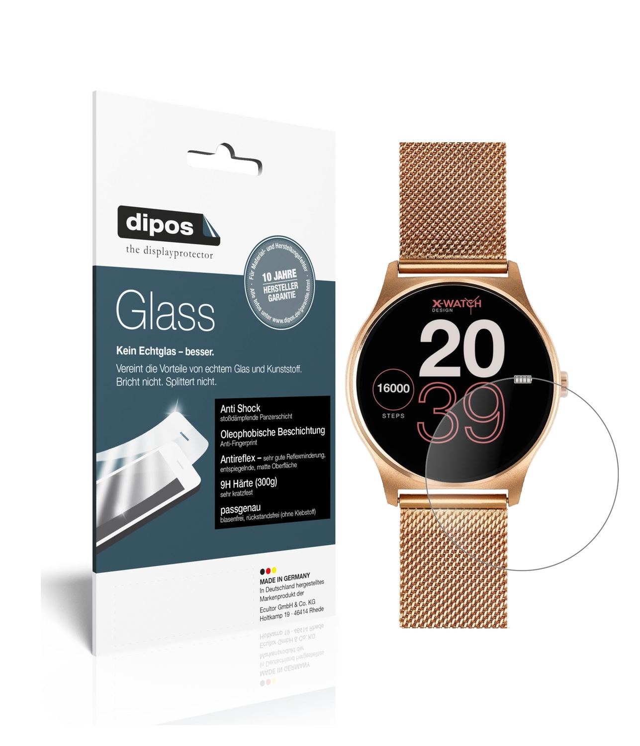 Matte Displayschutzfolie von dipos passend für Joli XW Pro Smartwatch, 9H kratzfest und blasenfrei montiert