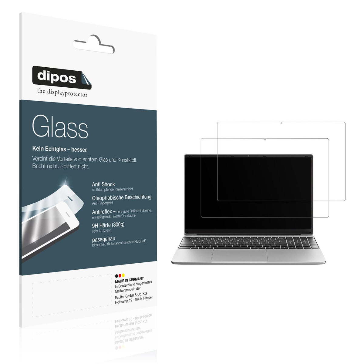 Matte Displayschutzfolie von dipos passend für Jumper S7HI12640 15.6 Zoll, 9H kratzfest und blasenfrei montiert