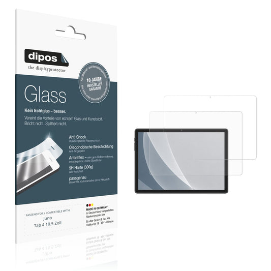 Matte Displayschutzfolie von dipos passend für Juno Tab 4 10.5 Zoll, 9H kratzfest und blasenfrei montiert