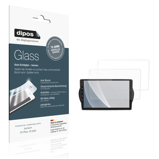 Matte Displayschutzfolie von dipos passend für Junsun V2 Plus 10 Zoll, 9H kratzfest und blasenfrei montiert