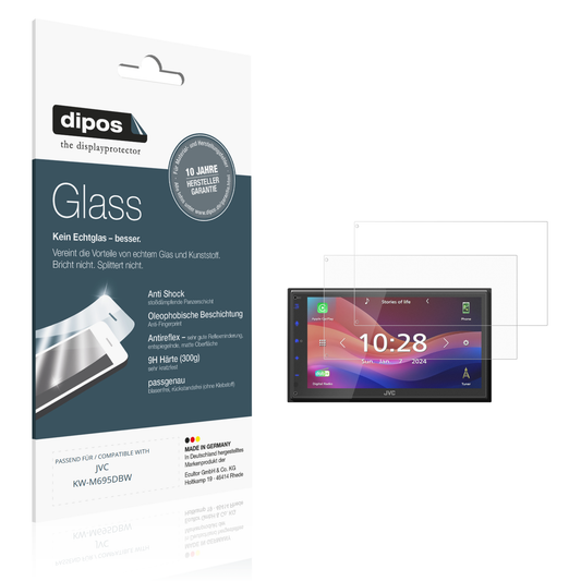 Matte Displayschutzfolie von dipos passend für JVC KW-M695DBW, 9H kratzfest und blasenfrei montiert