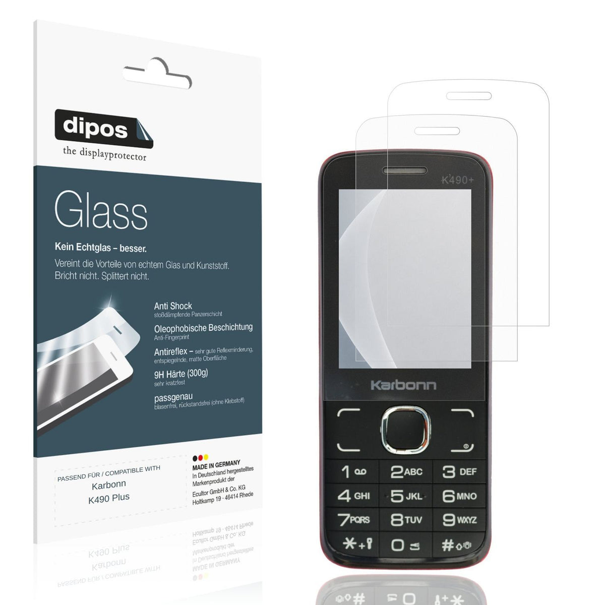 Matte Displayschutzfolie von dipos passend für Karbonn K490 Plus, 9H kratzfest und blasenfrei montiert