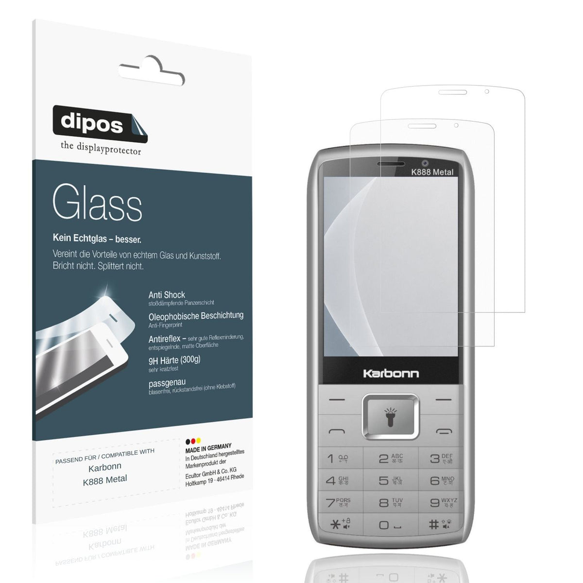 Matte Displayschutzfolie von dipos passend für Karbonn K888 Metal, 9H kratzfest und blasenfrei montiert