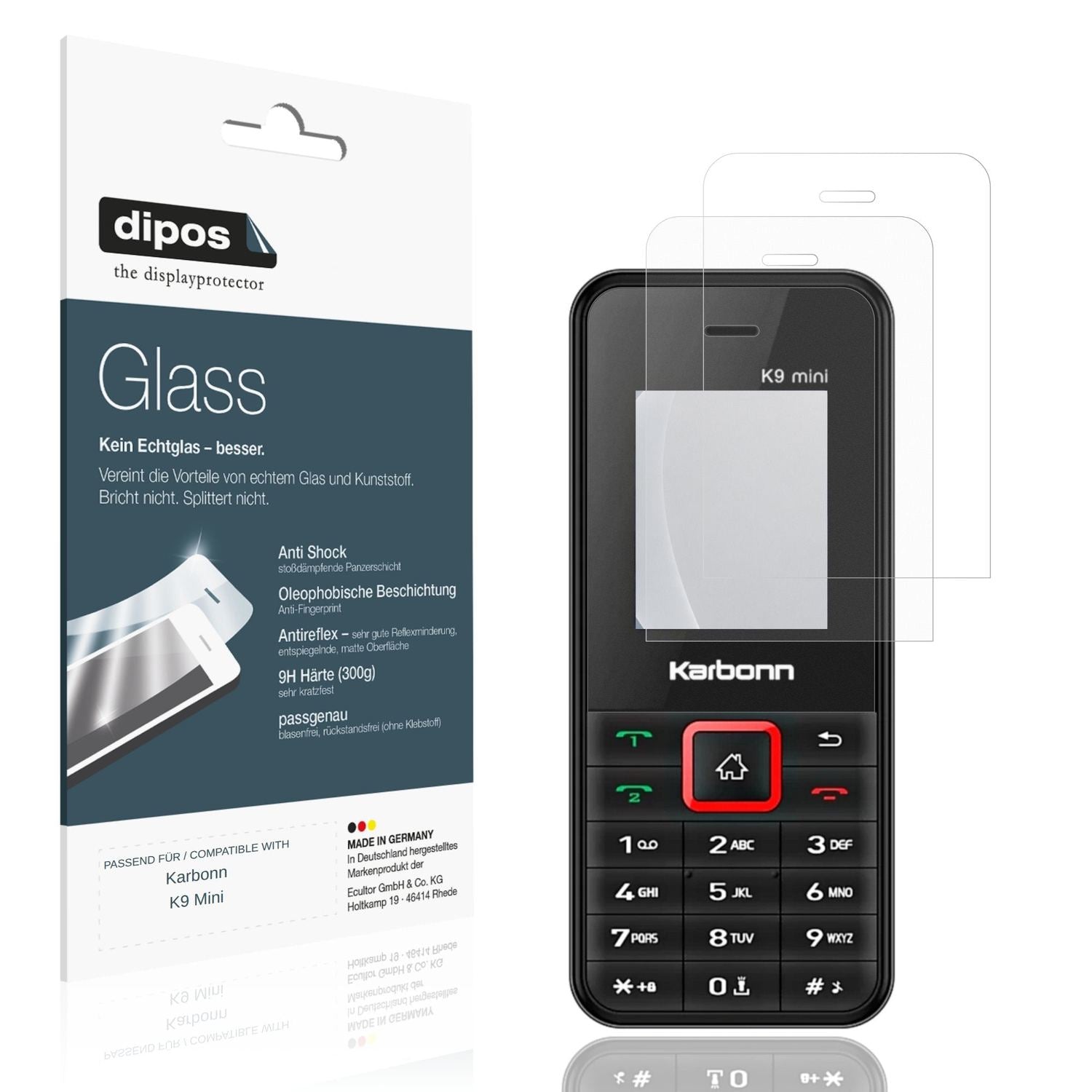 Matte Displayschutzfolie von dipos passend für Karbonn K9 Mini, 9H kratzfest und blasenfrei montiert