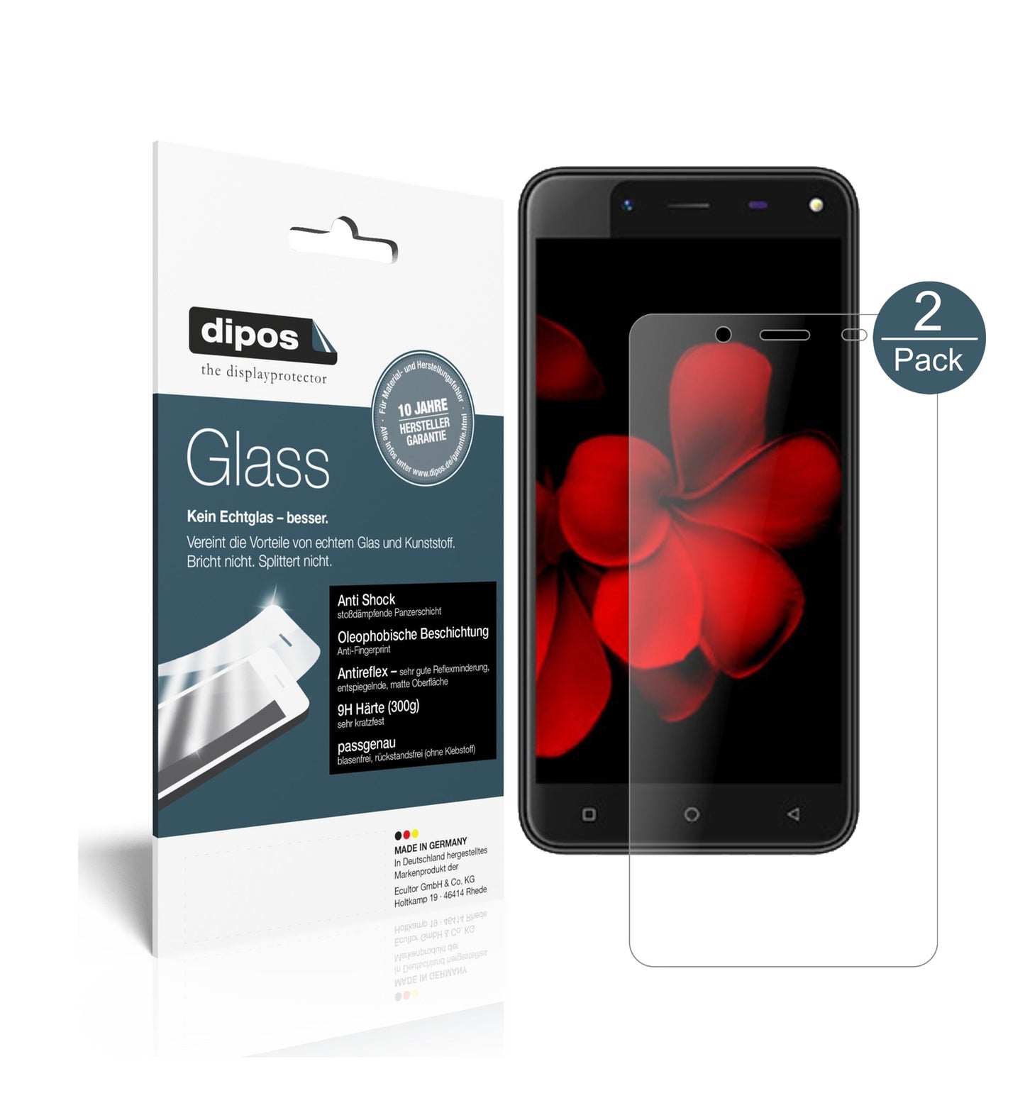 Matte Displayschutzfolie von dipos passend für Karbonn Titanium Frames S7, 9H kratzfest und blasenfrei montiert