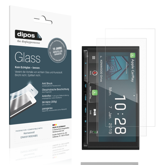 Matte Displayschutzfolie von dipos passend für Kenwood DNX9190DABS, 9H kratzfest und blasenfrei montiert
