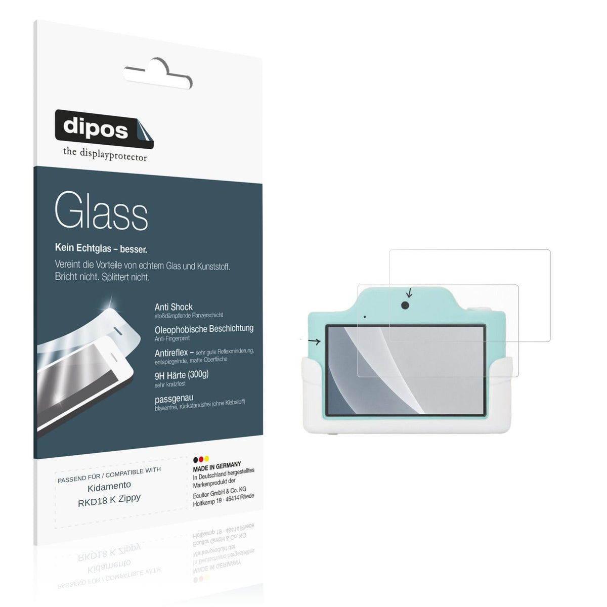 Matte Displayschutzfolie von dipos passend für Kidamento RKD18 K Zippy, 9H kratzfest und blasenfrei montiert