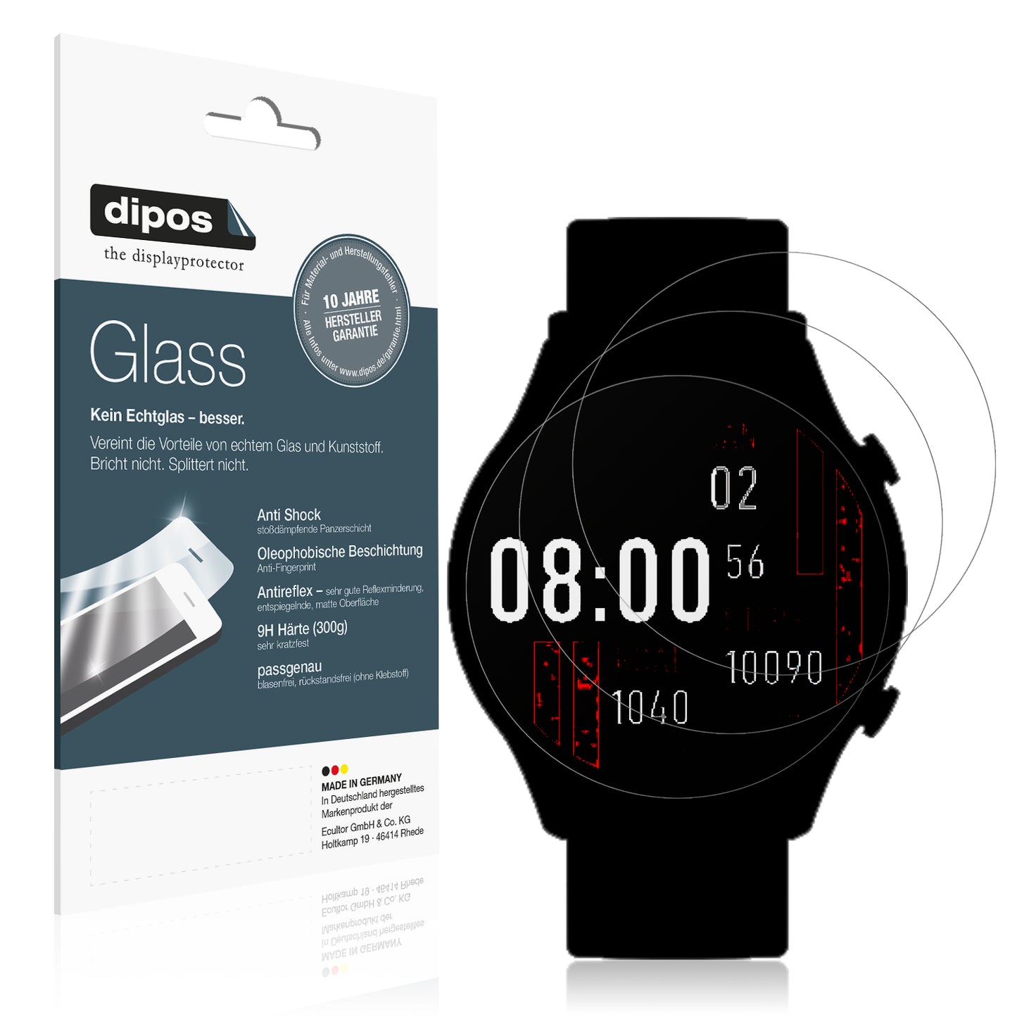 Matte Displayschutzfolie von dipos passend für Kieslect Calling Watch KR Pro, 9H kratzfest und blasenfrei montiert
