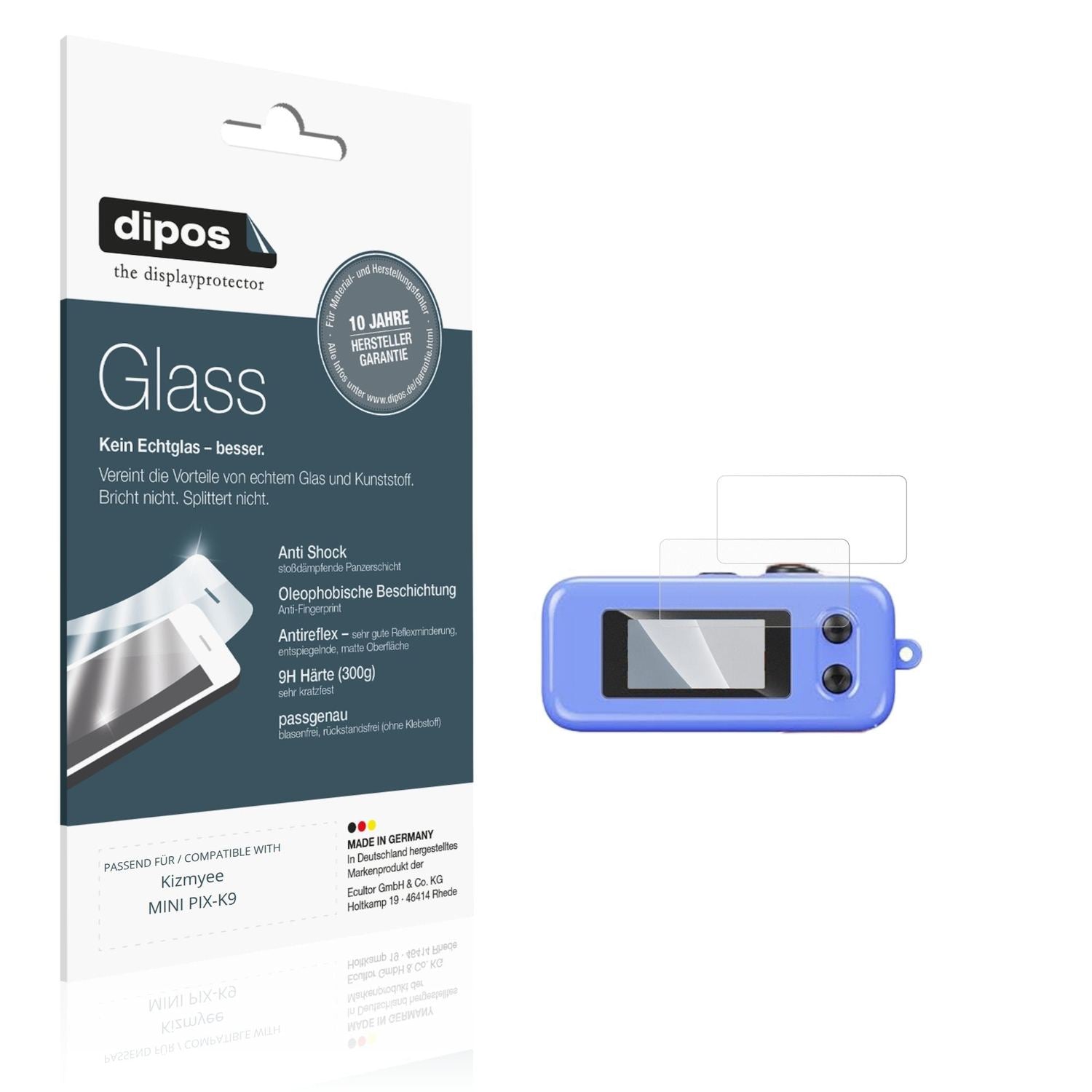 Matte Displayschutzfolie von dipos passend für Kizmyee MINI PIX-K9, 9H kratzfest und blasenfrei montiert