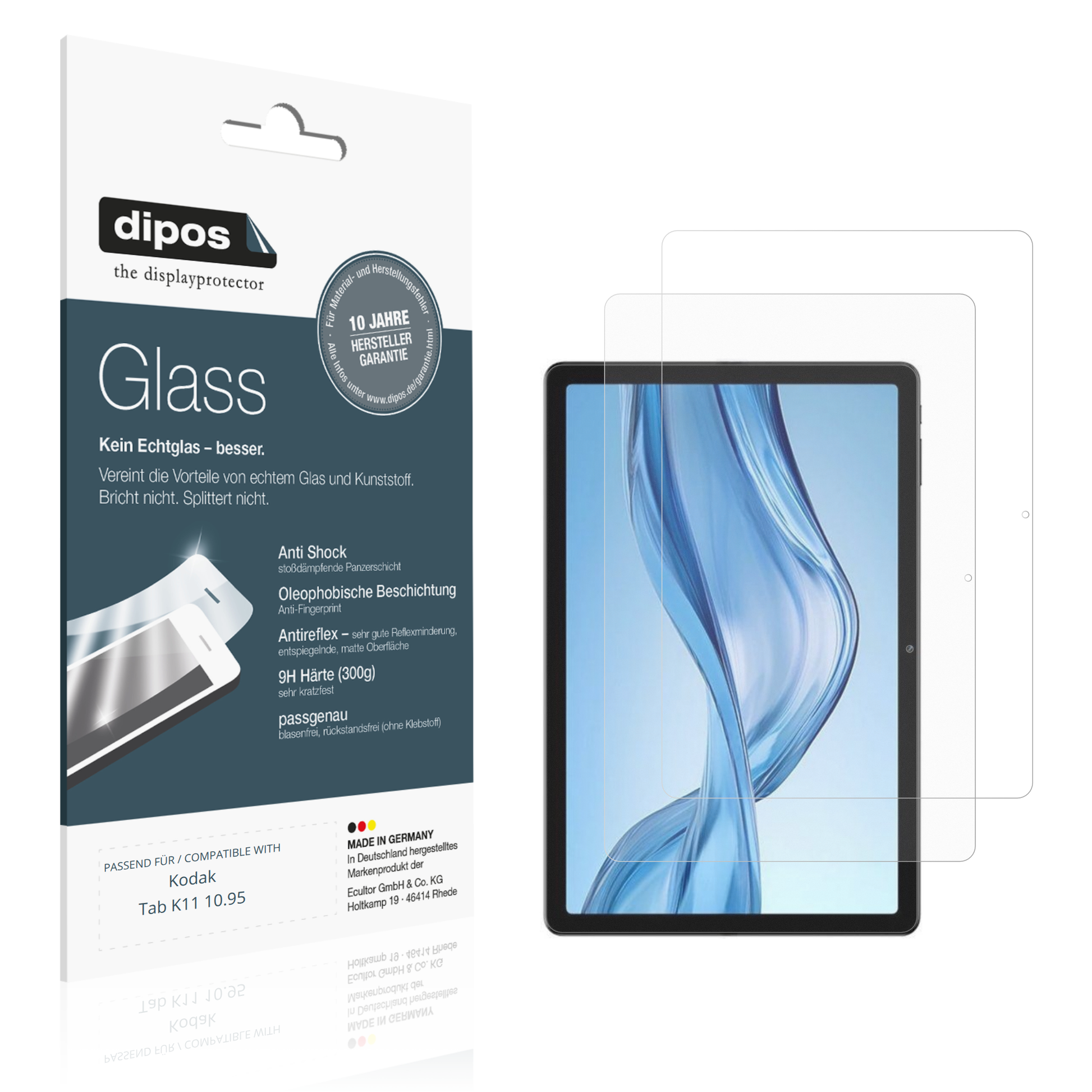Matte Displayschutzfolie von dipos passend für Kodak Tab K11 10.95, 9H kratzfest und blasenfrei montiert