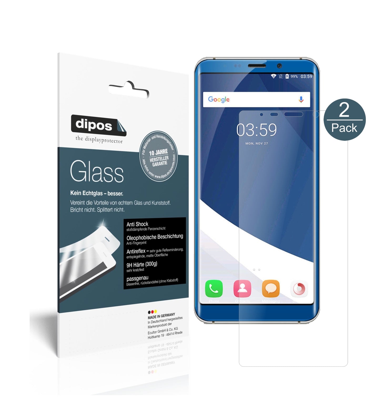 Matte Displayschutzfolie von dipos passend für Koolnee K1, 9H kratzfest und blasenfrei montiert