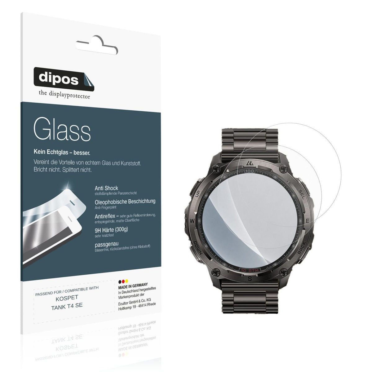 Matte Displayschutzfolie von dipos passend für KOSPET TANK T4 SE, 9H kratzfest und blasenfrei montiert